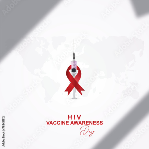 HIV Vaccine Awareness Day, bottle and. ribbon, World AIDS Vaccine Day, HBV, HIV, AIDS Awareness Day poster, Poster, Post. Vector.National Vaccination Day, 18th May. HIV Vaccine Awareness Day Poster, 