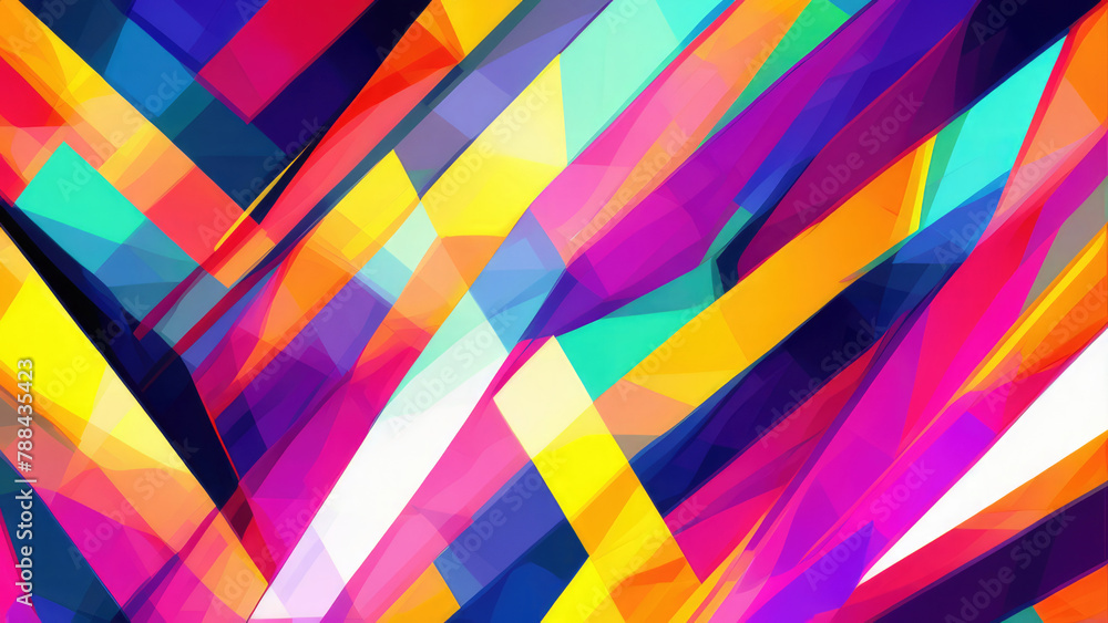 Obraz premium Ai generated. Illustration. Abstract background with vibrant geometric patterns for a dynamic and modern look. Bright colors and angular shapes. modern and bold look. for web design, advertising banne