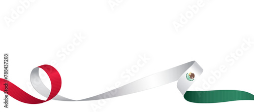 National mexican flag ribbon. Curly ribbon on white background. Vector illustration.