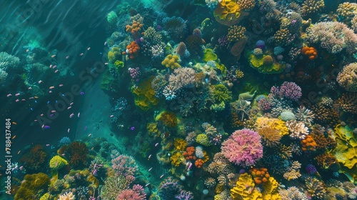 coral reef teeming with colorful marine life