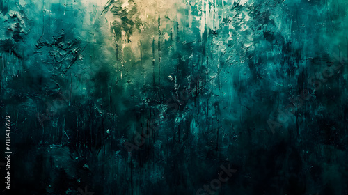 An abstract grunge background, dark cyan background. 3D rendering	 photo