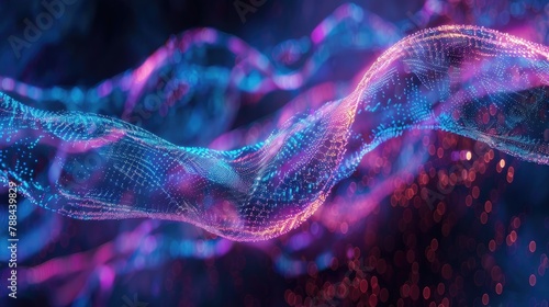 Digital DNA strands twisting and turning in a virtual genome