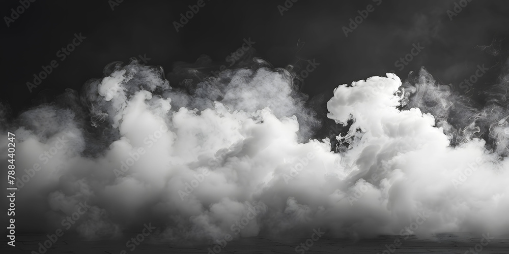 Fototapeta premium White cloud isolated on black background, Fluffy texture , Abstract smoke