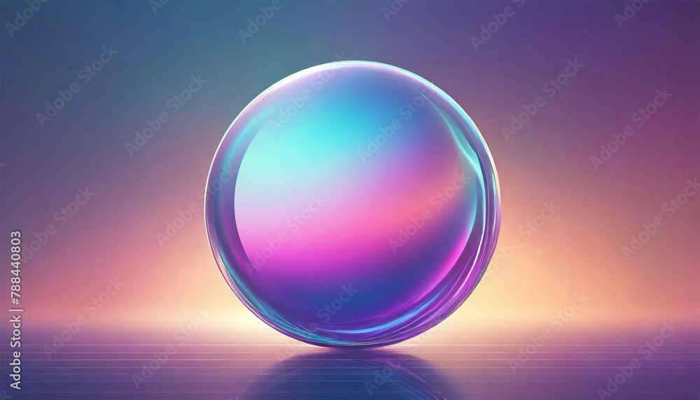 Holographic gradient round sphere, glowing light. Holographic gradient round sphere, glowing light.