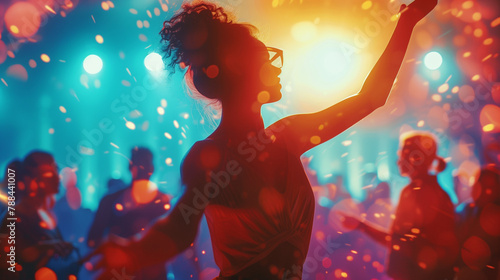 girl dancing at a party, young lady having fun at a youth music festival