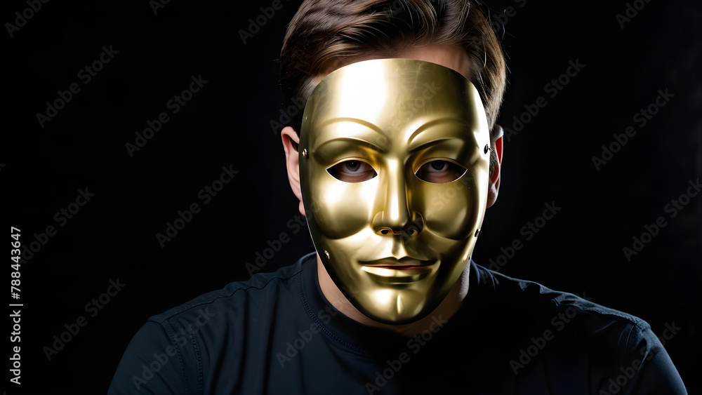 Man with mask, Psychopath concept photoshoot, Sociopath concept background, Gaslighting, Manipulation, Mask syndrome, AI generated