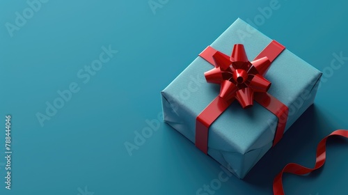 Wallpaper Mural Blue gift box with red ribbon Torontodigital.ca