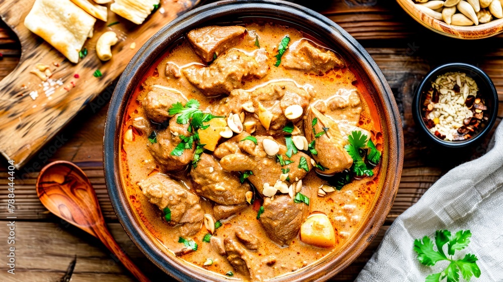 Φωτογραφία An overhead shot of a Massaman Curry, with the rich, nutty sauce forming an eleg