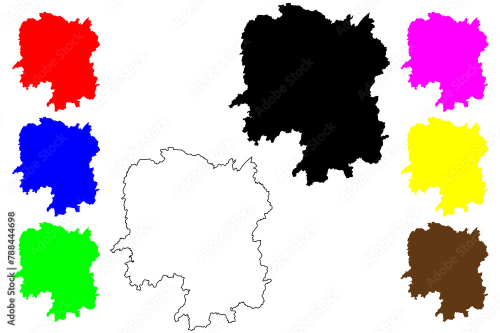 Obraz premium Hunan Province (Administrative divisions of China, China, People's Republic of China, PRC) map vector illustration, scribble sketch Hunan map