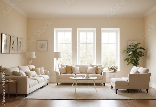 Frame mockup, ISO A paper size. Living room wall poster mockup. Interior mockup with house background. Modern interior design. 3D render © Tjm