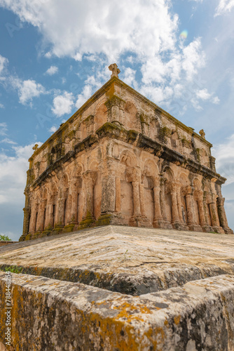 Unique architectural details and blue sky of the Virgin Mary Monastery located in Anitli village of Midyat district of Mardin photo