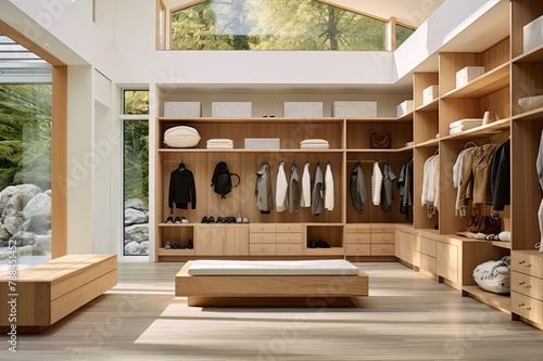 Storage Organization Solution Wooden Walk-In Closet Design photo