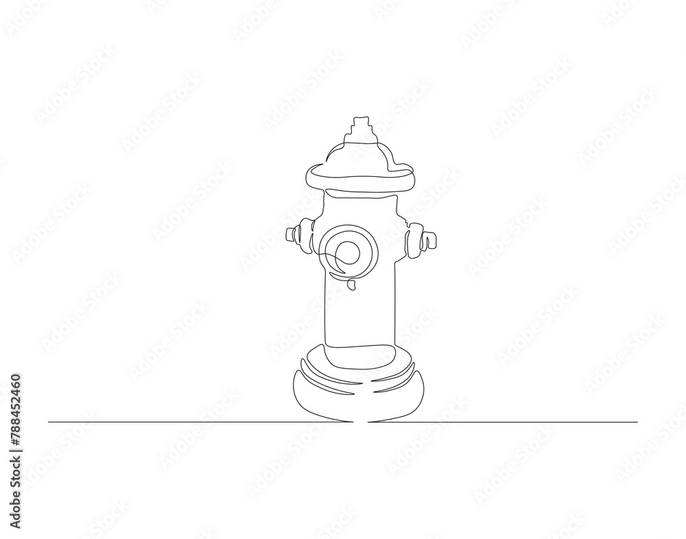 Continuous line drawing of hydrant. One line of hydrant for firefighting. Firefighting concept continuous line art. Editable outline Continuous line drawing of hydrant. One line of hydrant for firefighting. Firefighting concept continuous line art. Editable outline