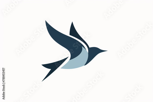 A minimalist logo featuring a sleek  abstract bird in flight  captured with crisp precision and set against a pure white background.