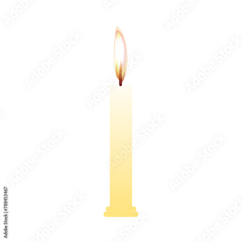 Vector illustration of burning candle on transparent background
