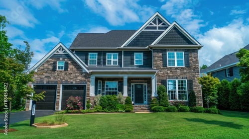 A "Home for Sale" sign featuring an attractive house facade. 