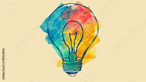Hand-drawn eco bulb in vibrant colors, embodying energy efficiency photo