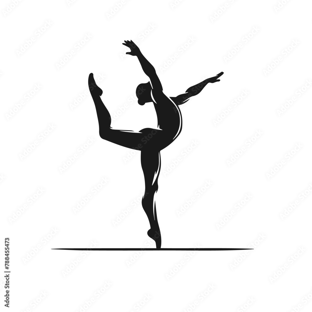 gymnastic silhouette, gymnastic silhouette clipart, gymnastic silhouette PNG, retro Gym vector illustration, Vintage Styled Gymnasts Art, Vector set Silhouette of gymnastics. Female artistic gymnastic