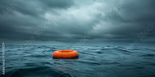 lifebuoy on the sea waves