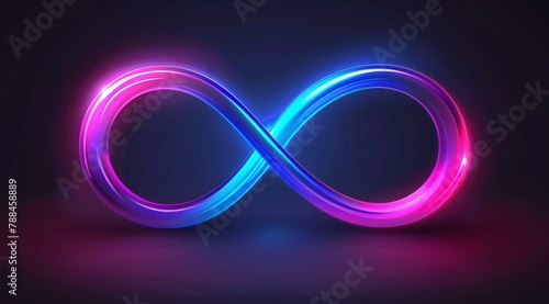 Abstract neon infinity sign glowing in the dark vector