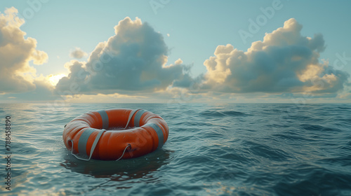 lifebuoy on the sea waves