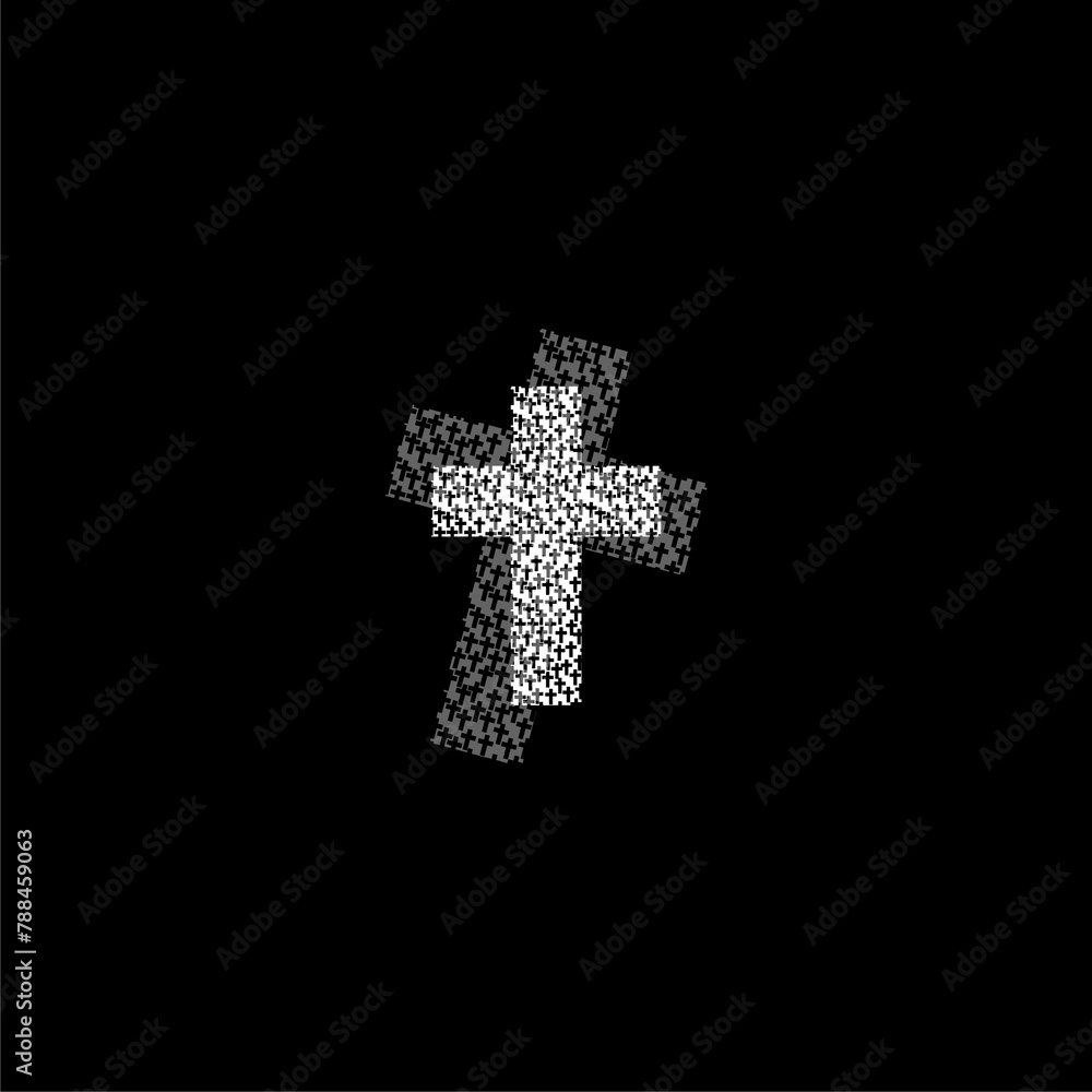 Obraz premium Christian cross icon isolated on dark background