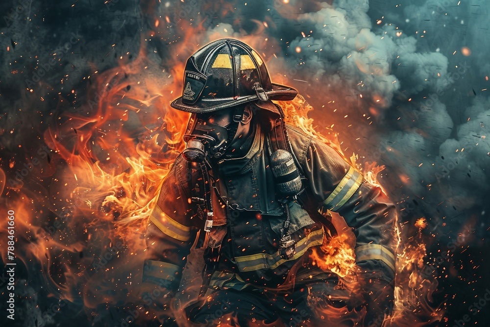 a firefighter with a fire hose in his hand a firefighter with a fire hose in his hand
