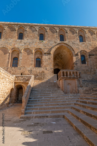 Mardin Deyrulzafaran Monastery stone building photographs taken from various angles photo