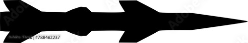Vektor Silhouette - Rakete - Militär - Luftangriff mit Explosion - Krieg und Zerstörung - Konflikt
