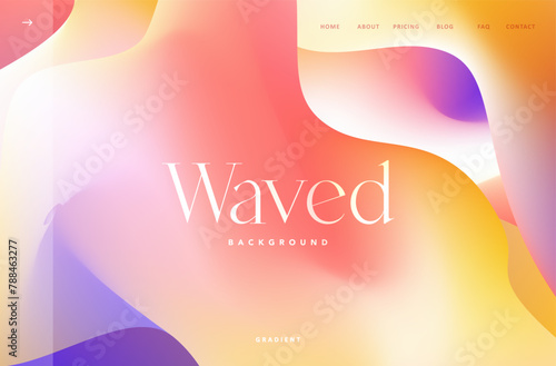 Wavy rainbow gradient mash flow shape background landing page. Trendy Neon tones modern color purple, red and orange blend background design for cover, poster, flyer, presentation, advertising, banner