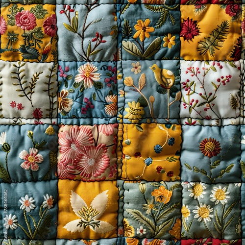 Seamless texture of patchwork quilt, boho style