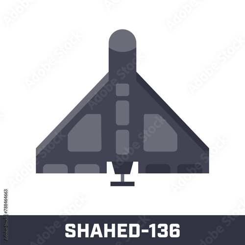 Shahed 136 - war drone. Kamikaze UAV vector illustration. photo
