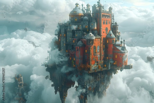 Mysterious Floating City in the Clouds:An Enchanting Dreamscape of Architectural Wonders and Boundless Imagination