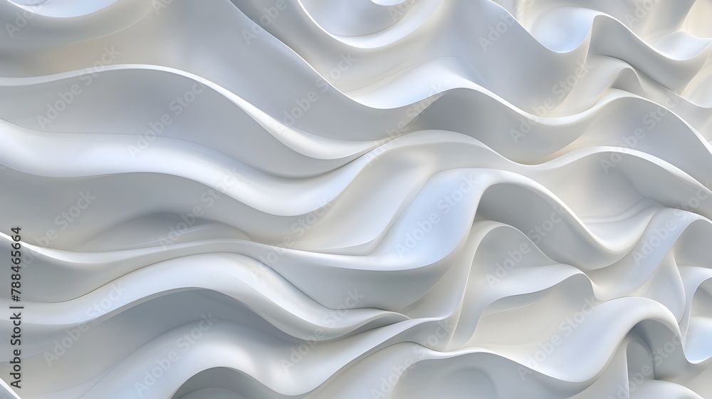 Obraz premium Serene Luxurious White 3D Waves Forming a Mesmerizing Wall Art Piece