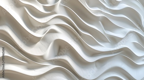Serene Luxurious White 3D Waves Forming a Captivating Wall Art Design
