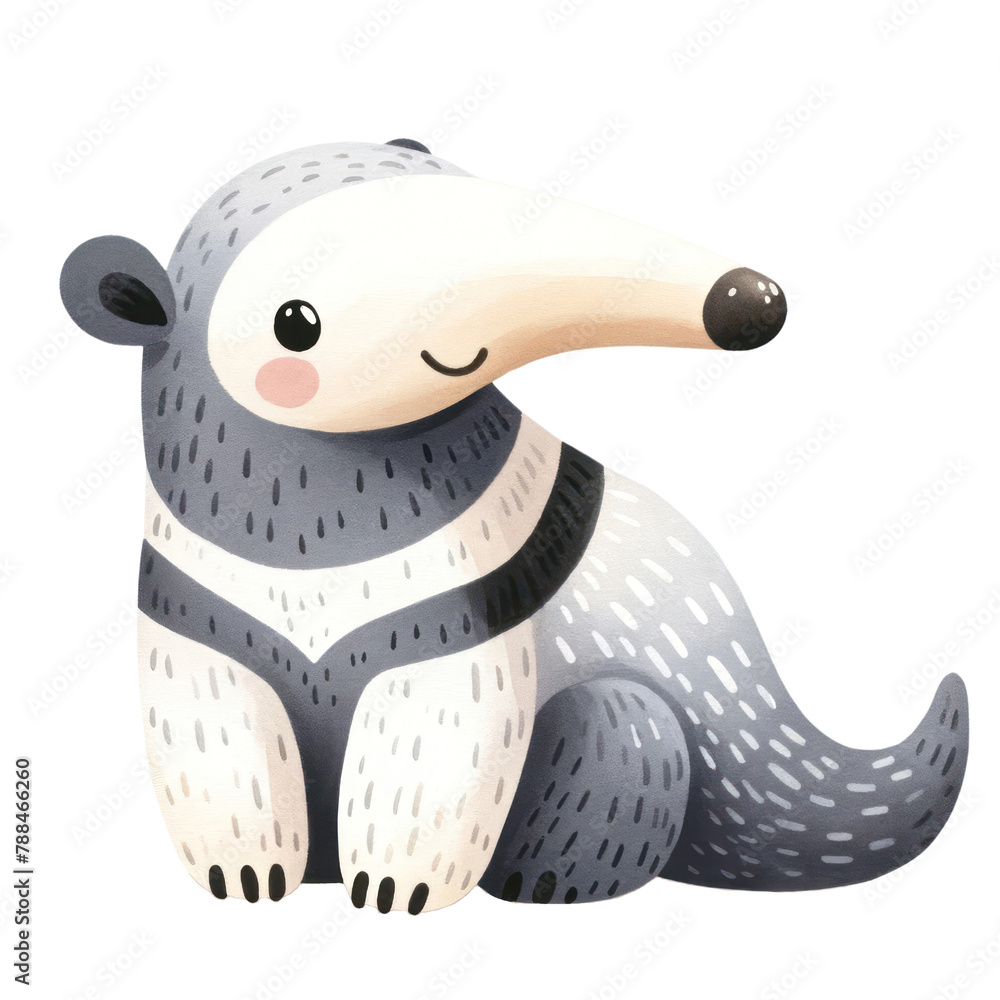 A cartoon illustration of a smiling anteater sitting down A cartoon illustration of a smiling anteater sitting down
