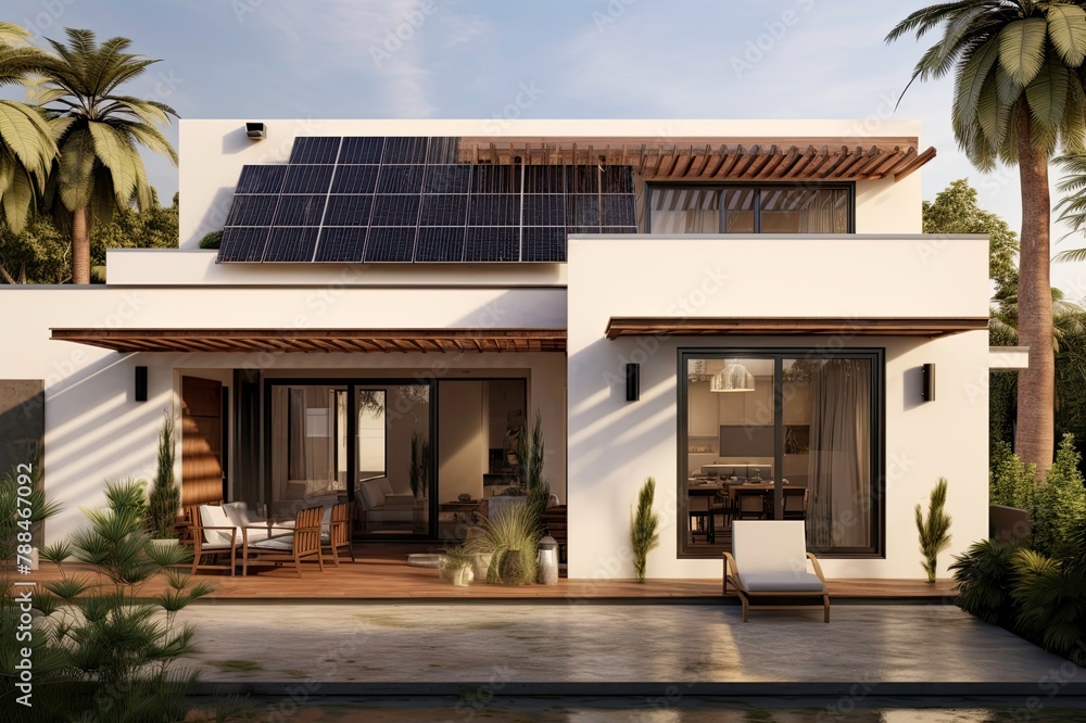 Contemporary Villa with Solar Panels in Tropical Setting