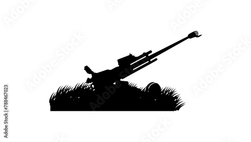 artillery system, black isolated silhouette