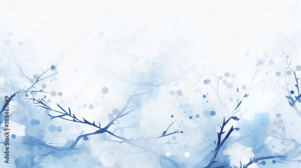 Abstract blue background with stylized bird and branch motifs Abstract blue background with stylized bird and branch motifs