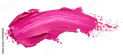 Hand painted stroke of pink paint brush isolated on white transparent background