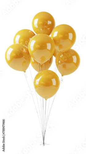 yellow balloons isolated on white or transparent background