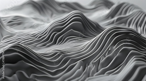 Minimalist Greyscale 3D Landscape: A Study in Topographic Aesthetics