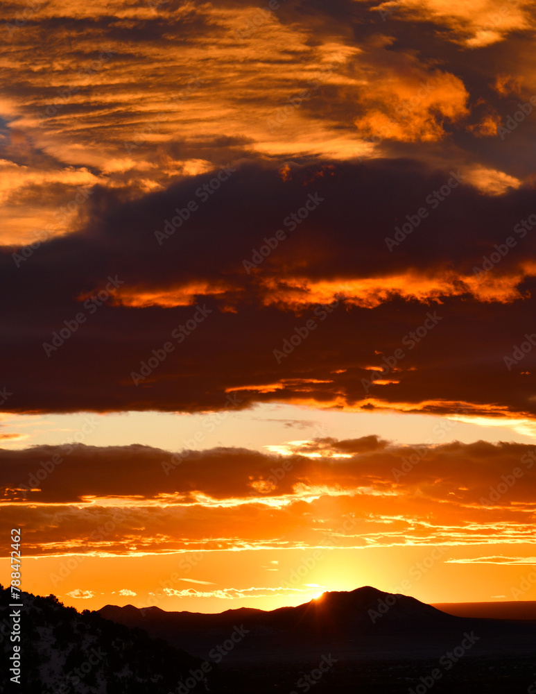 Sunset Orange Clouds Desert Dramatic New Mexico