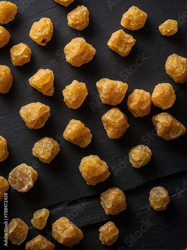 Asafoetida (lump) on a black background. photo