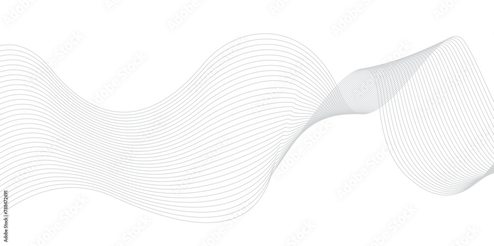 Fototapeta premium Seamless Abstract grey smooth wave lines. Modern white flowing wave lines and glowing moving lines. Undulate Grey Wave Swirl, frequency sound wave. Banner Pattern template. 