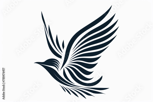 A stunningly detailed image of an abstract bird logo, created with bold vector lines, isolated on a clean white background, and captured in high definition.