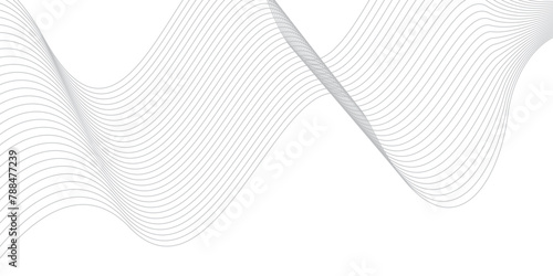 Seamless Abstract grey smooth wave lines. Modern white flowing wave lines and glowing moving lines. Undulate Grey Wave Swirl, frequency sound wave. Banner Pattern template. 