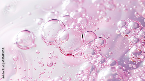 Concept photo of liquid cosmetics. Pink color. Close-up shots, raw graphic photos. Cosmetics advertising materials.