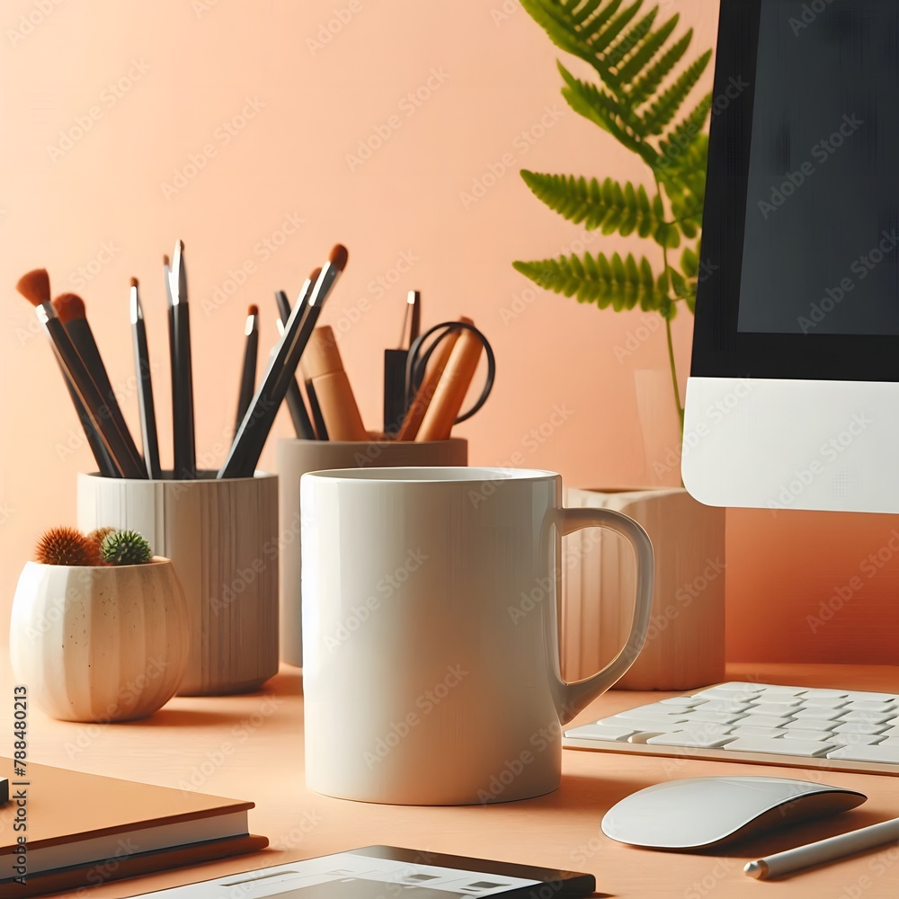 white mug on the table, Template, layout for your design, advertising, logo with copy space. Ai generated. white mug on the table, Template, layout for your design, advertising, logo with copy space. Ai generated.