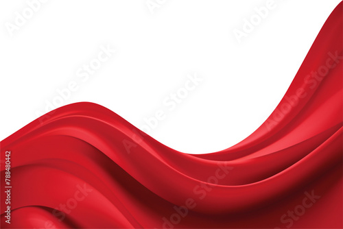 Flying red silk fabric. Waving cloth isolated on transparent PNG background